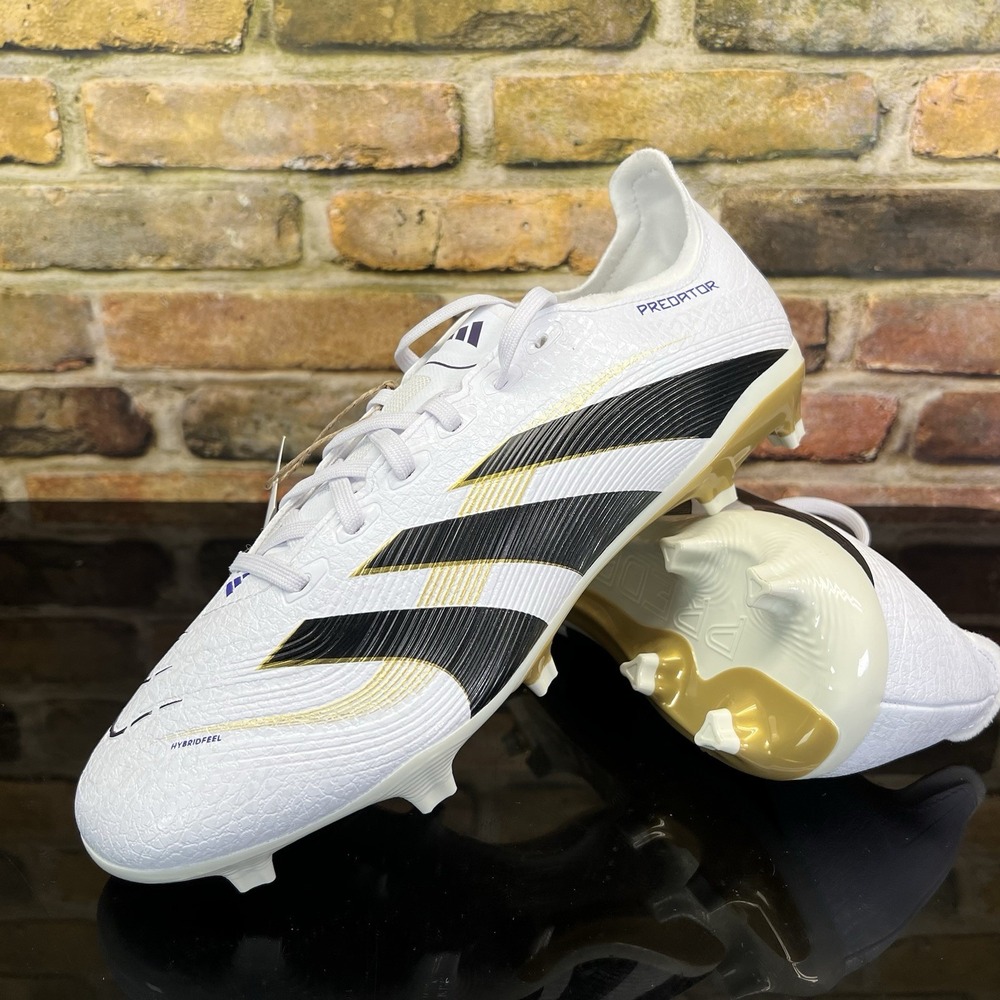 Adidas Predator League FG/MG White Gold Soccer Cleats Mens Size 7.5 , Women 8.5